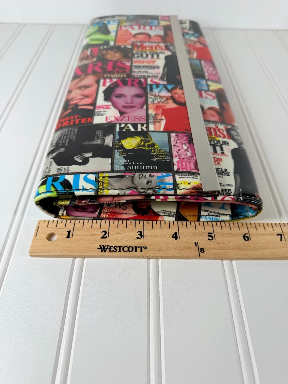 Envelope Clutch Purse Retro Vintage Paris Magazine Cover Pop-Art Bag - Picture 7 of 9